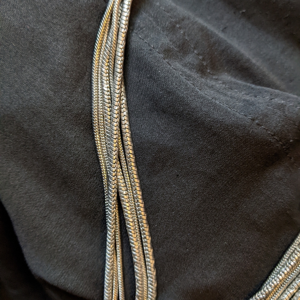 Long silver multi strand necklace with slide adjustment